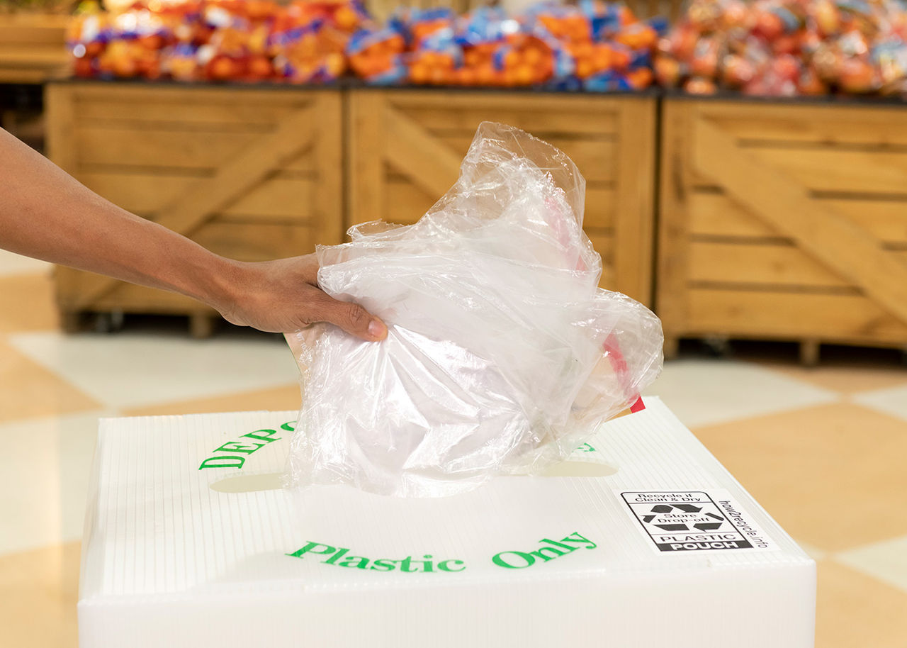 Plastic being recycled